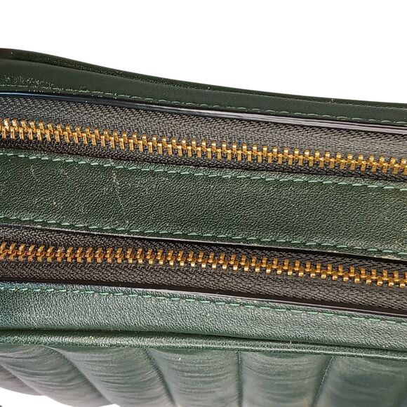 Coach Jes C1569 Green Puffy Linear Quilted Leather Crossbody Purse Camera Bag - Picture 16 of 16